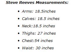 Steve Reeves Measurements