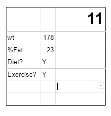 one block of a calendar for weight loss