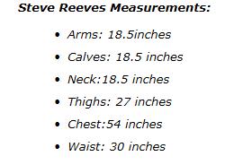 Steve Reeves Measurements